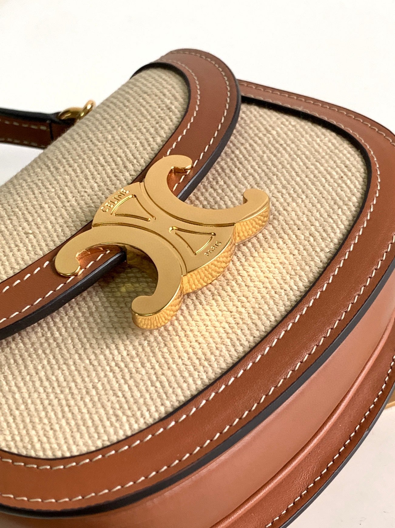 MINI BESACE CLEA 15 IN BROWN TEXTILE AND CALFSKIN
