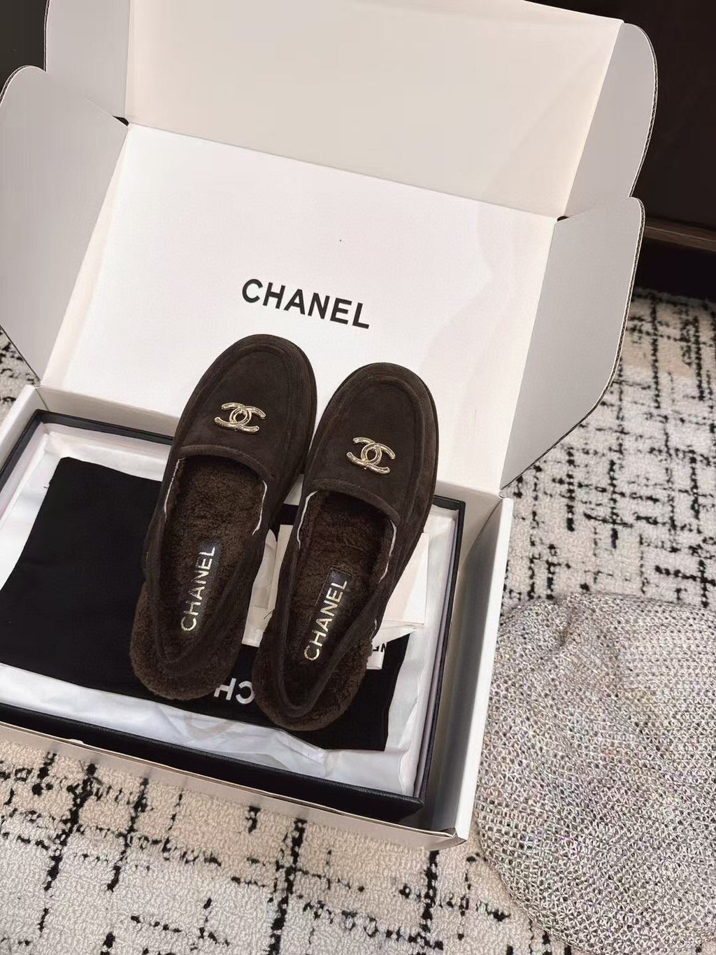 SLINGBACK LOAFER IN BROWN SUEDE AND SHEARLING