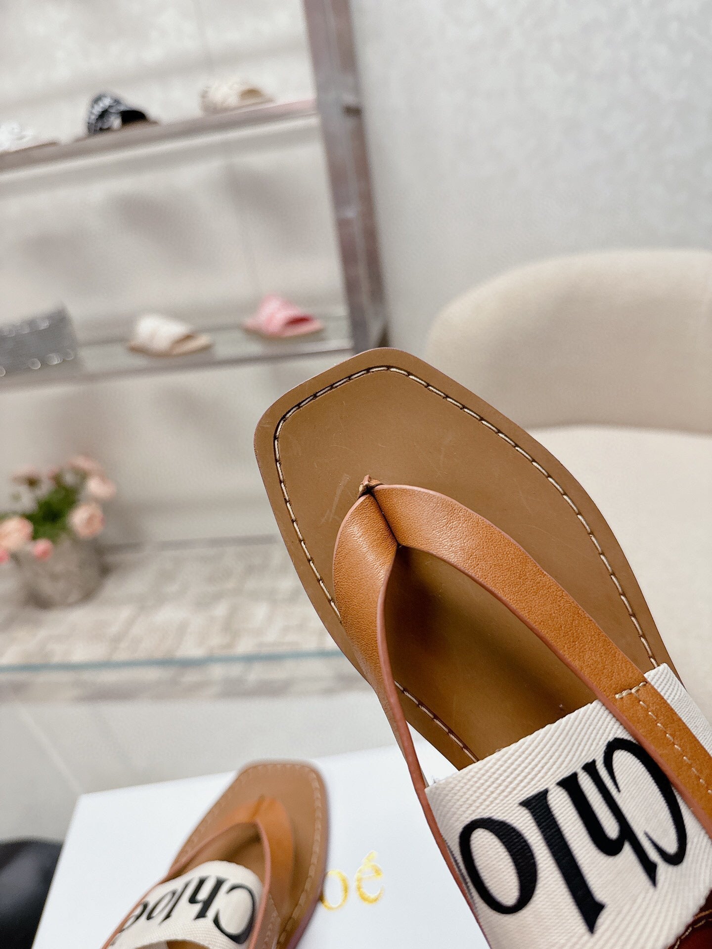 STRAP SANDALS IN TAN BROWN CANVAS AND CALFSKIN