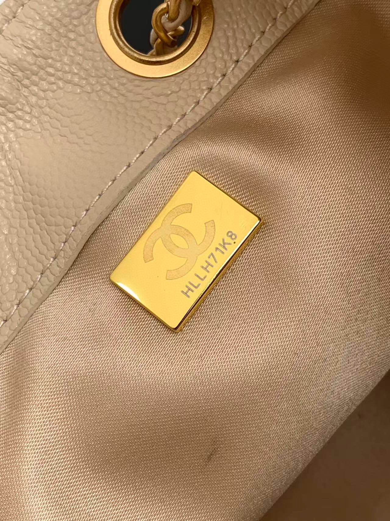 CC 25 MINI HANDBAG 22CM IN BEIGE GRAINED CALFSKIN GOLD HARDWARE