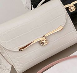 2025 Korean Style Crocodile Pattern Contrast Lock Small Square Shoulder Crossbody Candy Color Phone Bag