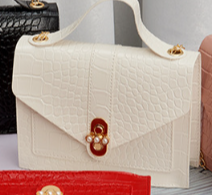 2025 Korean Color-Block Crocodile Pearl Lock Chain Small Square Bag