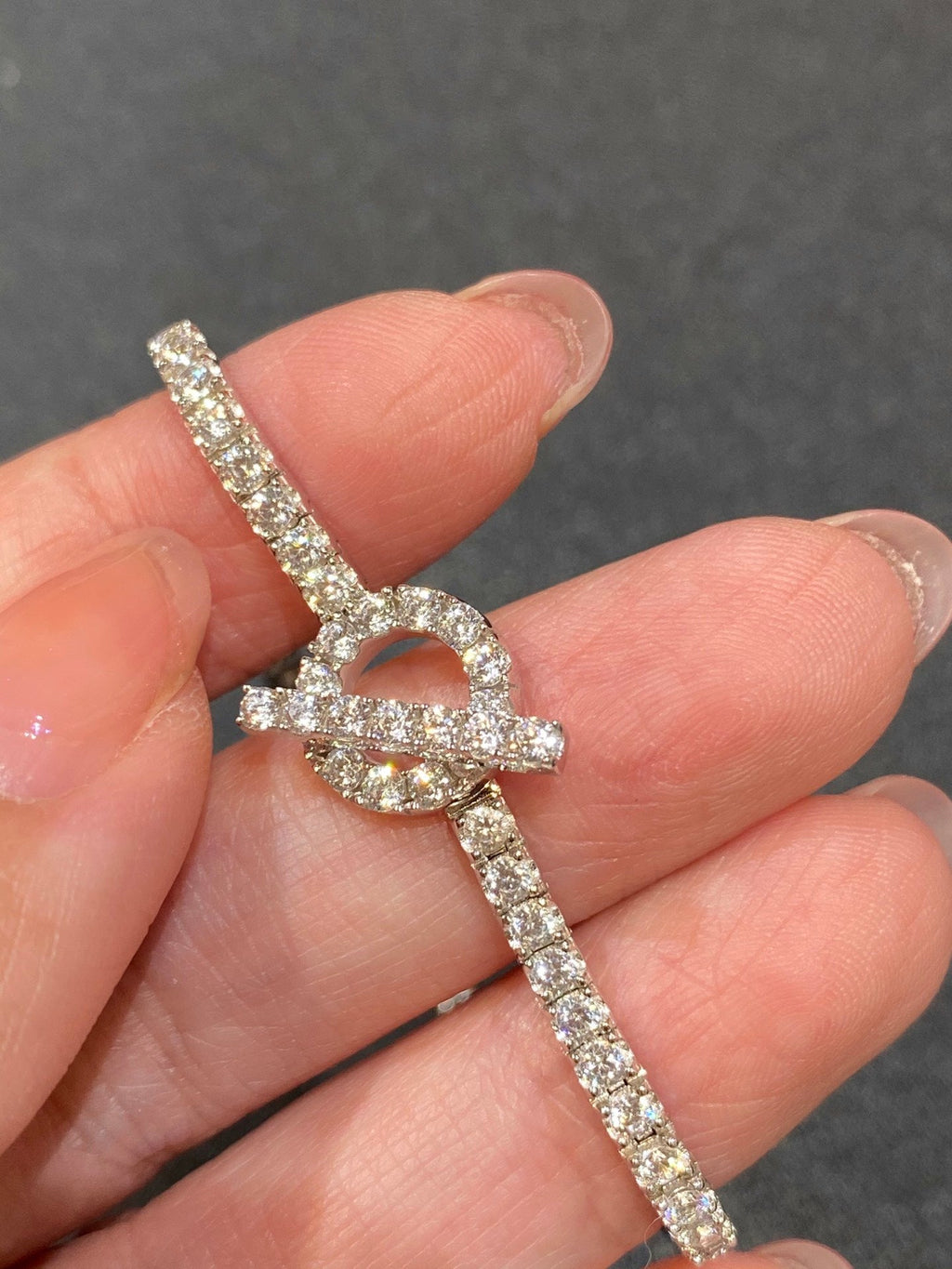 HM SILVER CHAINE D¡¯ANCRE CLOSURE DIAMOND FINESSE BRACELET