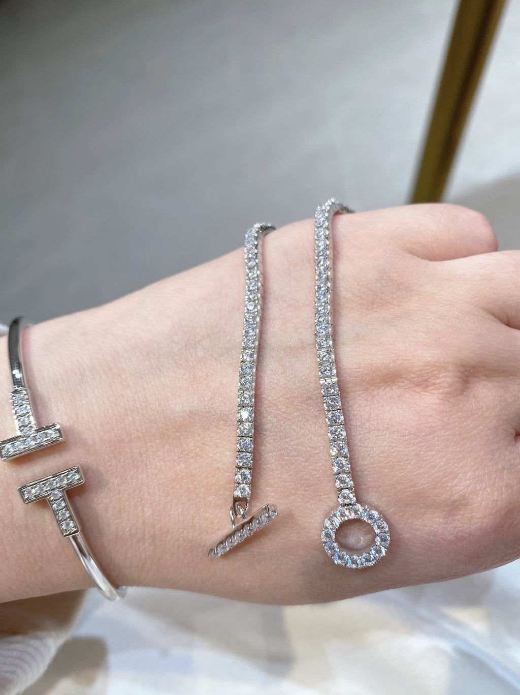 HM SILVER CHAINE D¡¯ANCRE CLOSURE DIAMOND FINESSE BRACELET