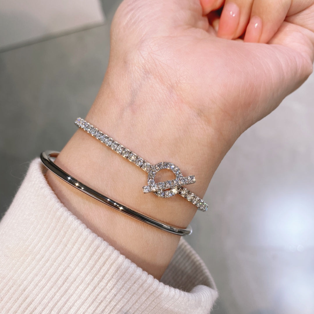 HM SILVER CHAINE D¡¯ANCRE CLOSURE DIAMOND FINESSE BRACELET