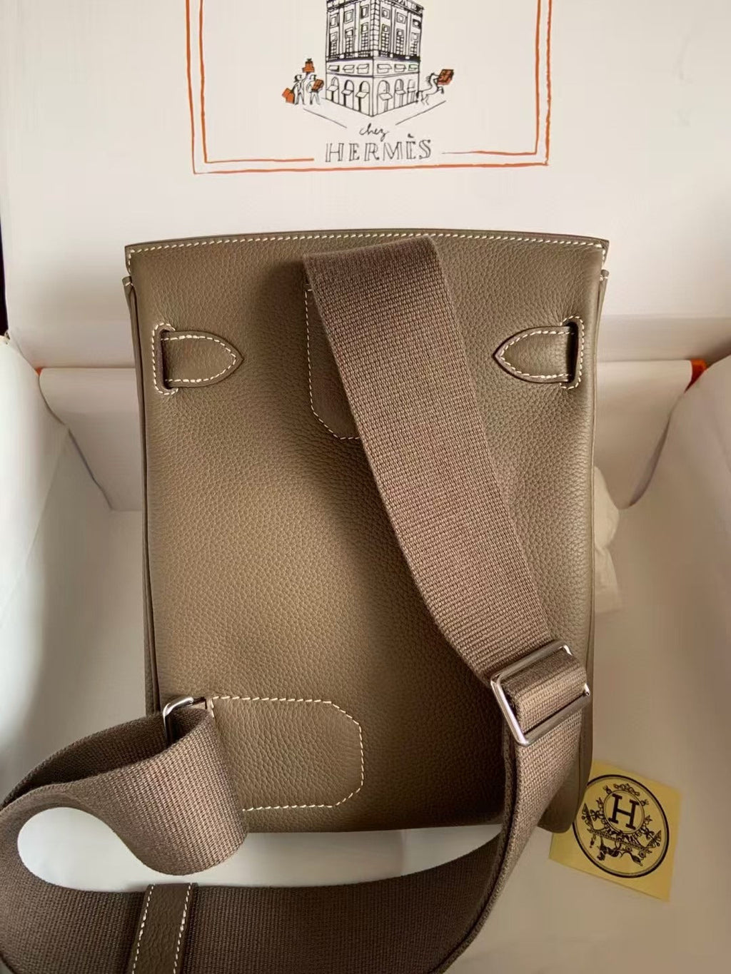 HAC ¨¤ DOS PM BACKPACK IN BROWN TOGO CALFSKIN
