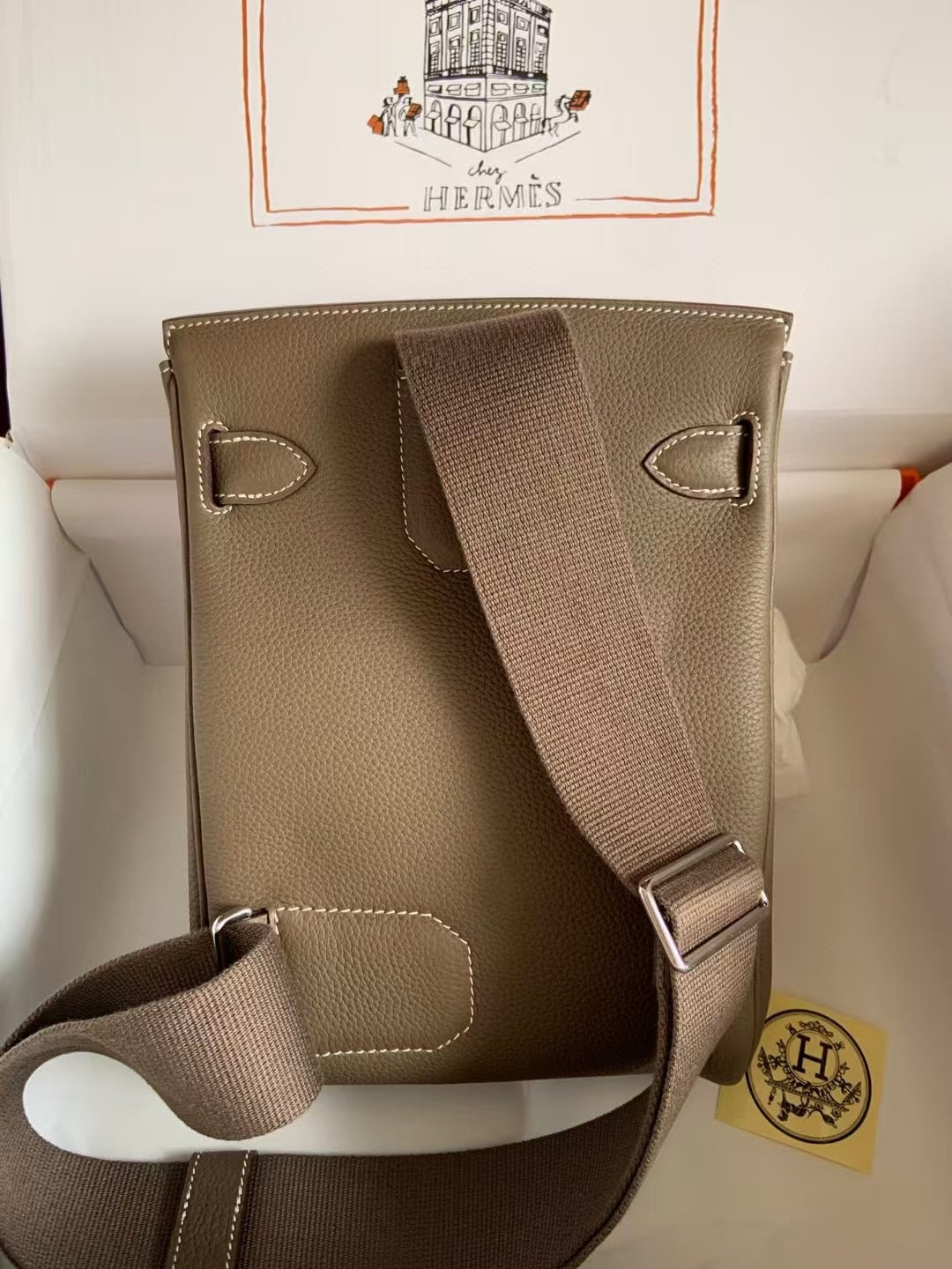 HAC ¨¤ DOS PM BACKPACK IN BROWN TOGO CALFSKIN