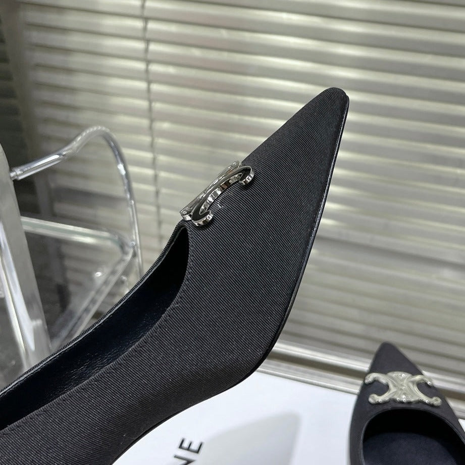 WOMEN'S HIGH HEELS BLACK CALFSKIN