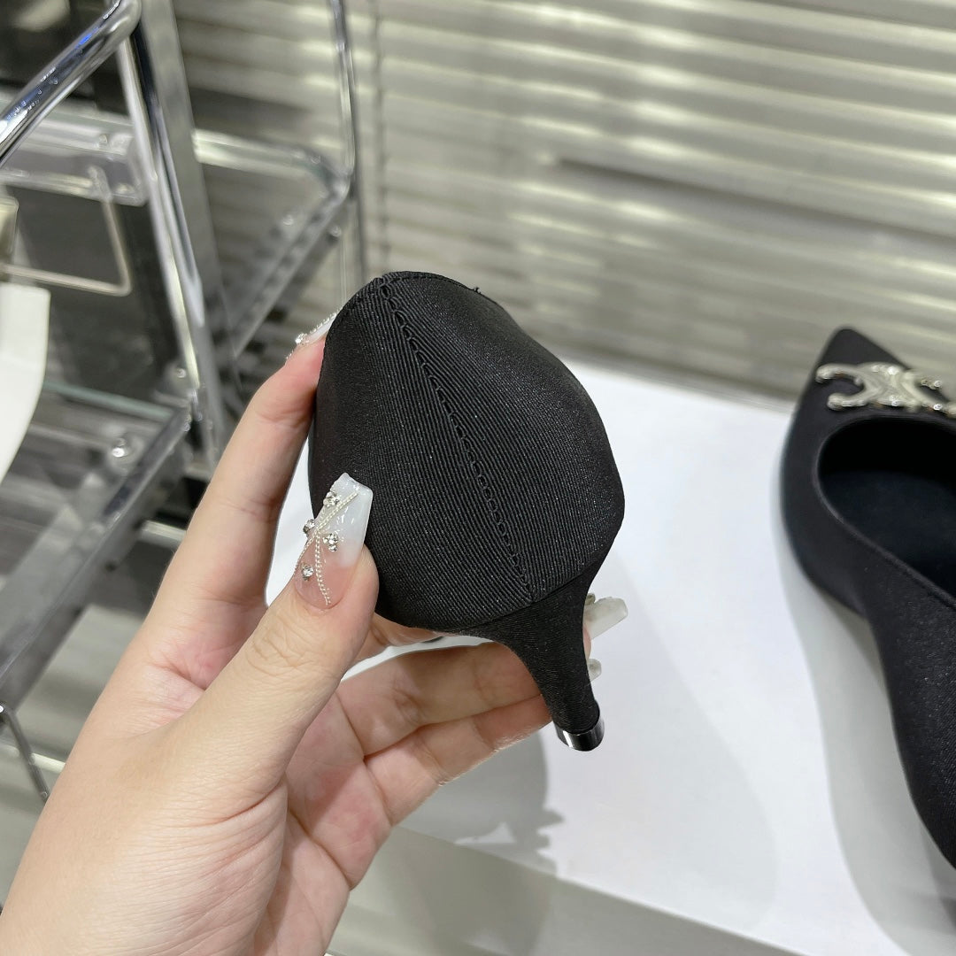 WOMEN'S HIGH HEELS BLACK CALFSKIN