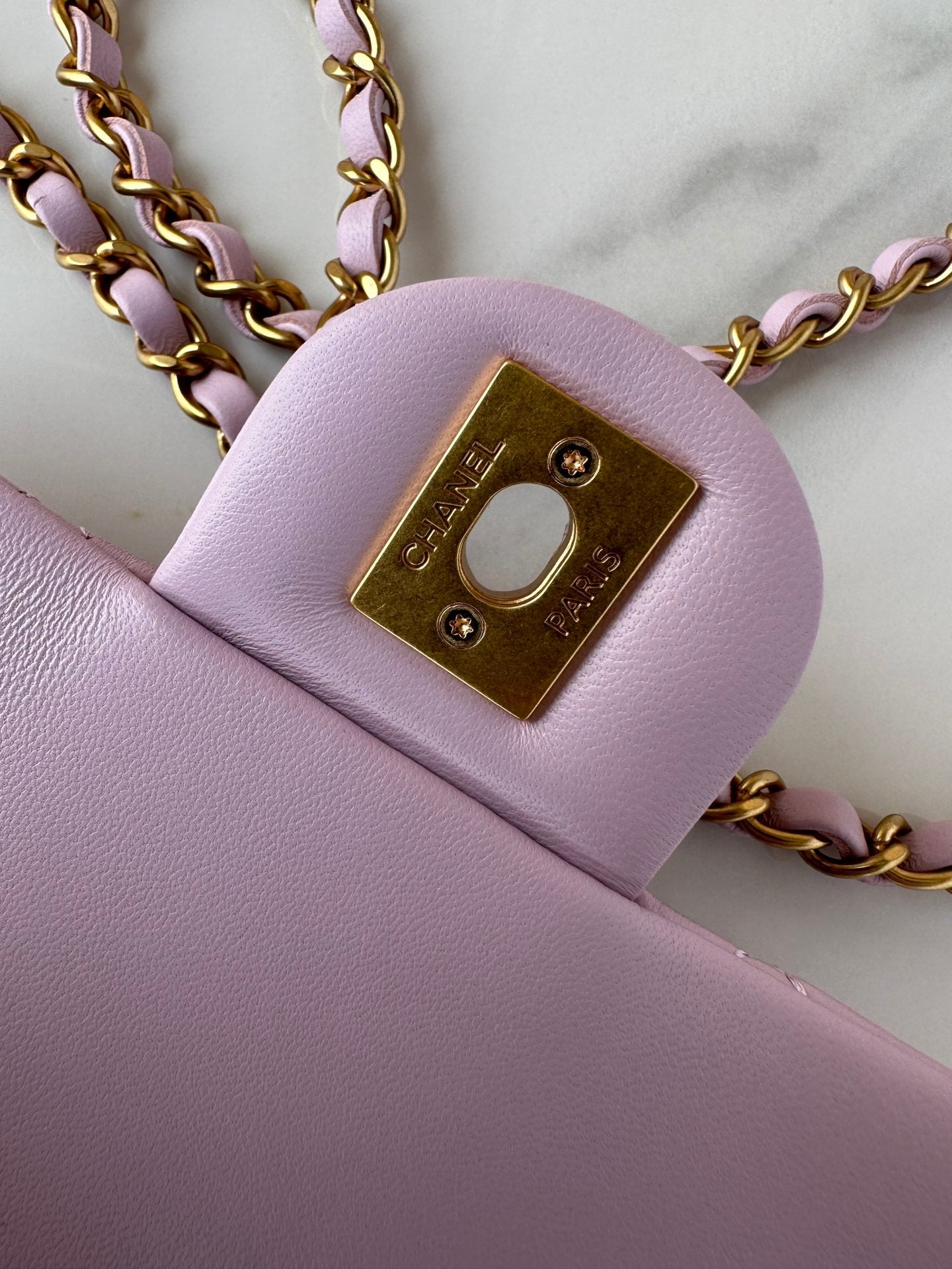 CC SMALL 20 FLAP BAG IN LIGHT PINK CALFSKIN