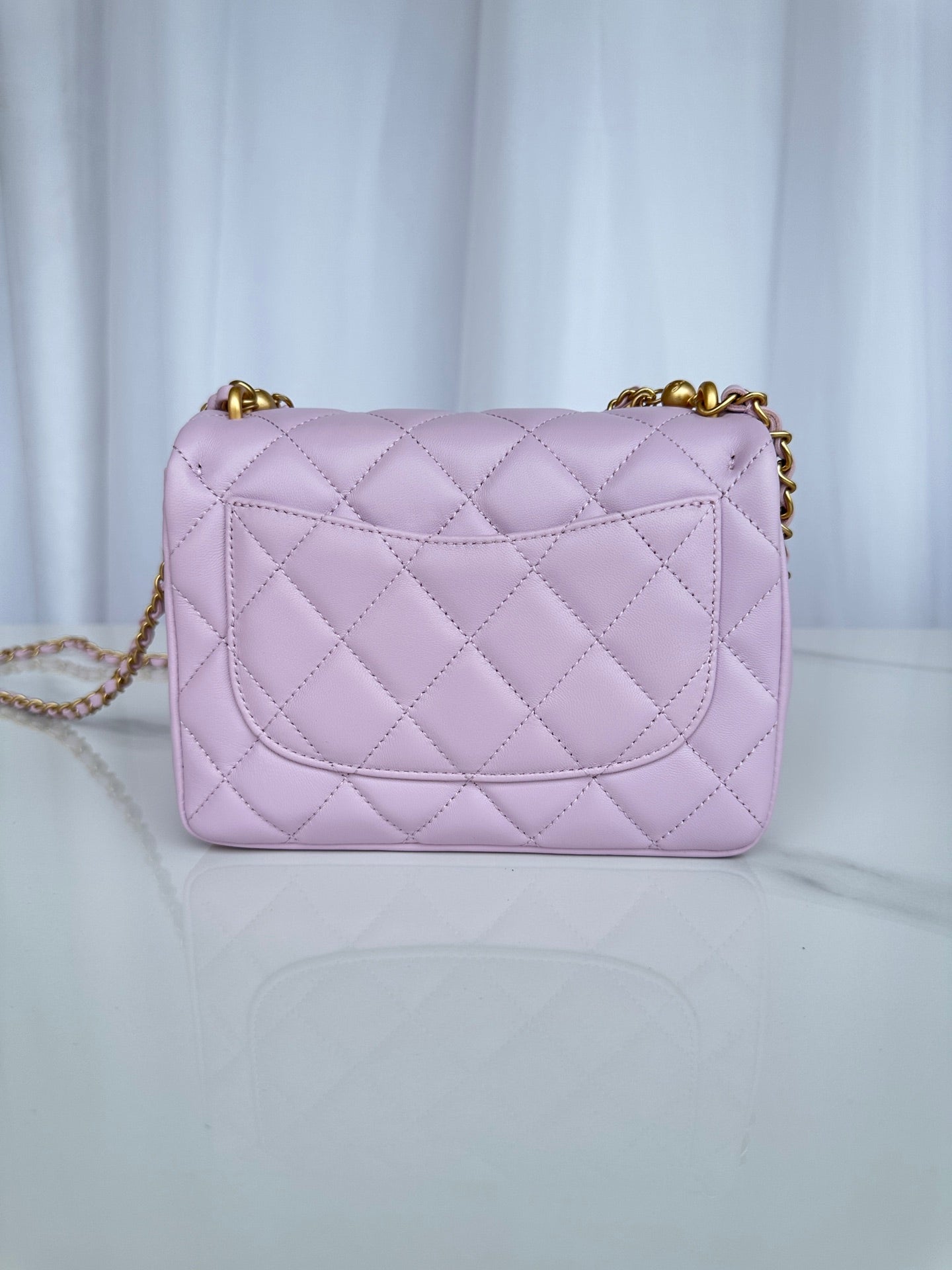 CC SMALL 20 FLAP BAG IN LIGHT PINK CALFSKIN