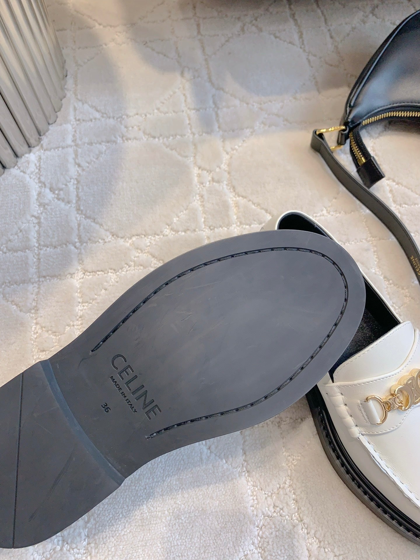 CHANEL 25S ARC DE TRIOMPHE LOAFERS IN WHITE CALFSKIN GOLD HARDWARE