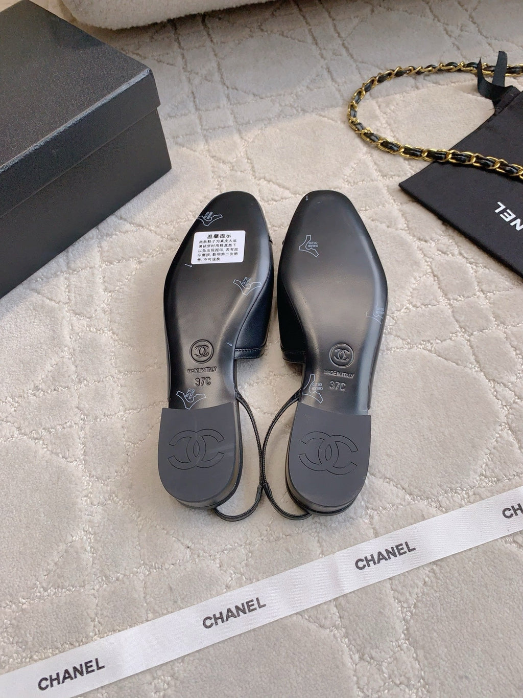 CHANEL 25S SLINGBACK IN BLACK FULL CALFSKIN GOLD HARDWARE