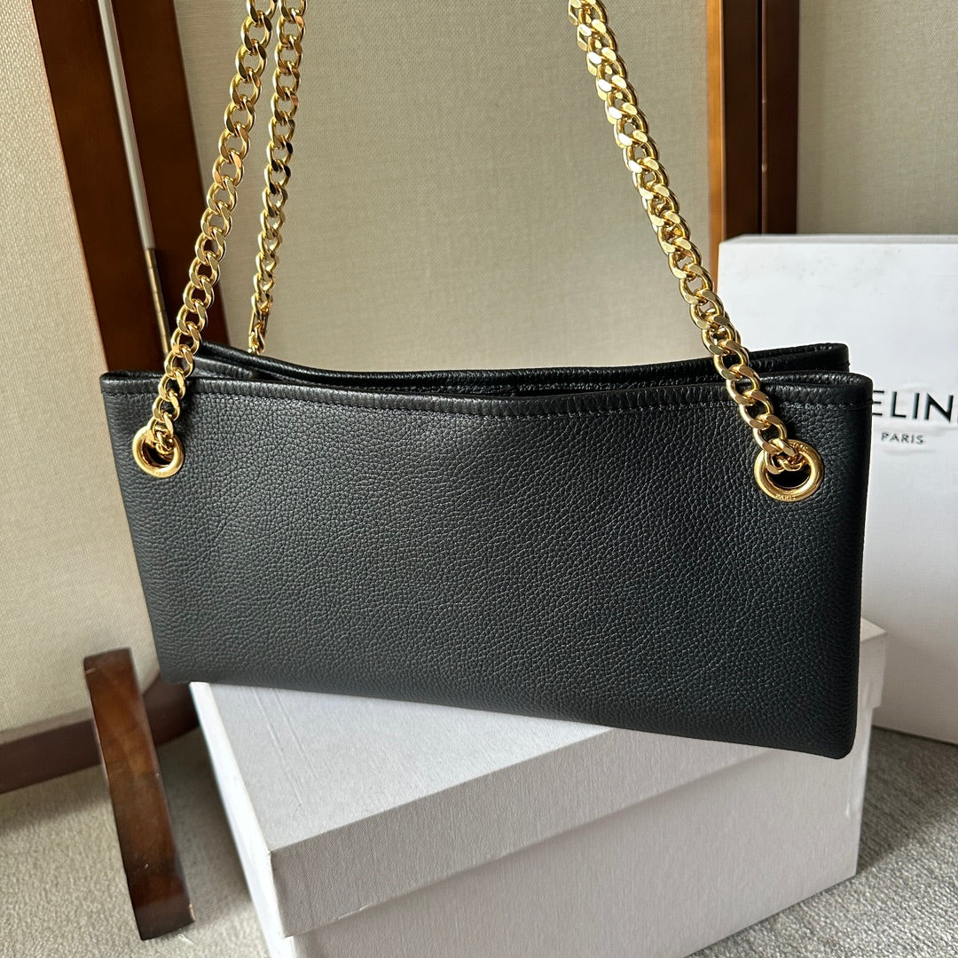 NEWSPAPER TRIOMPHE SOFT 31 BLACK IN CALFSKIN