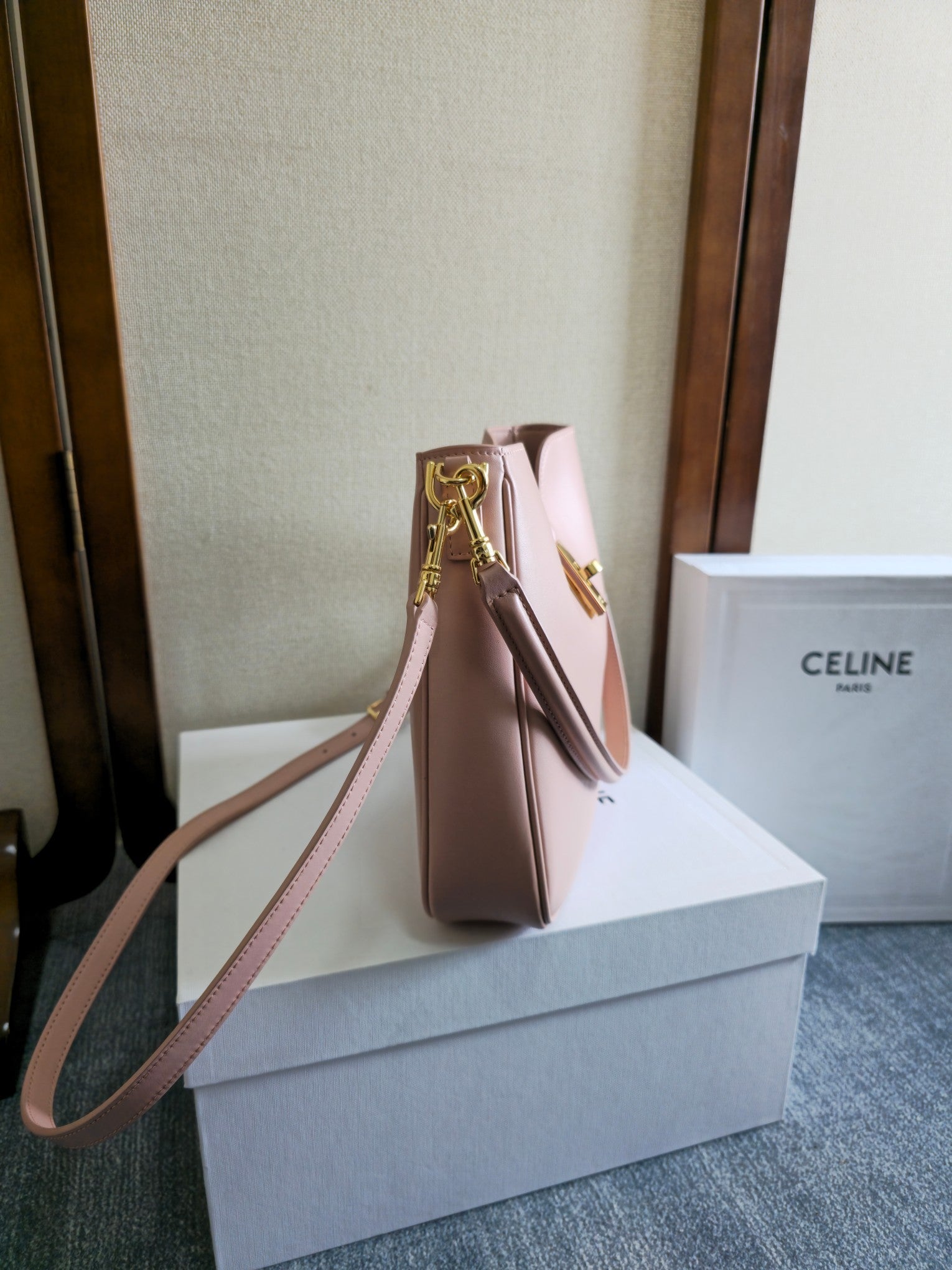 SMALL CAMILLE 16 SOFT BAG 24 IN DUSTY ROSE BEIGE CALFSKIN