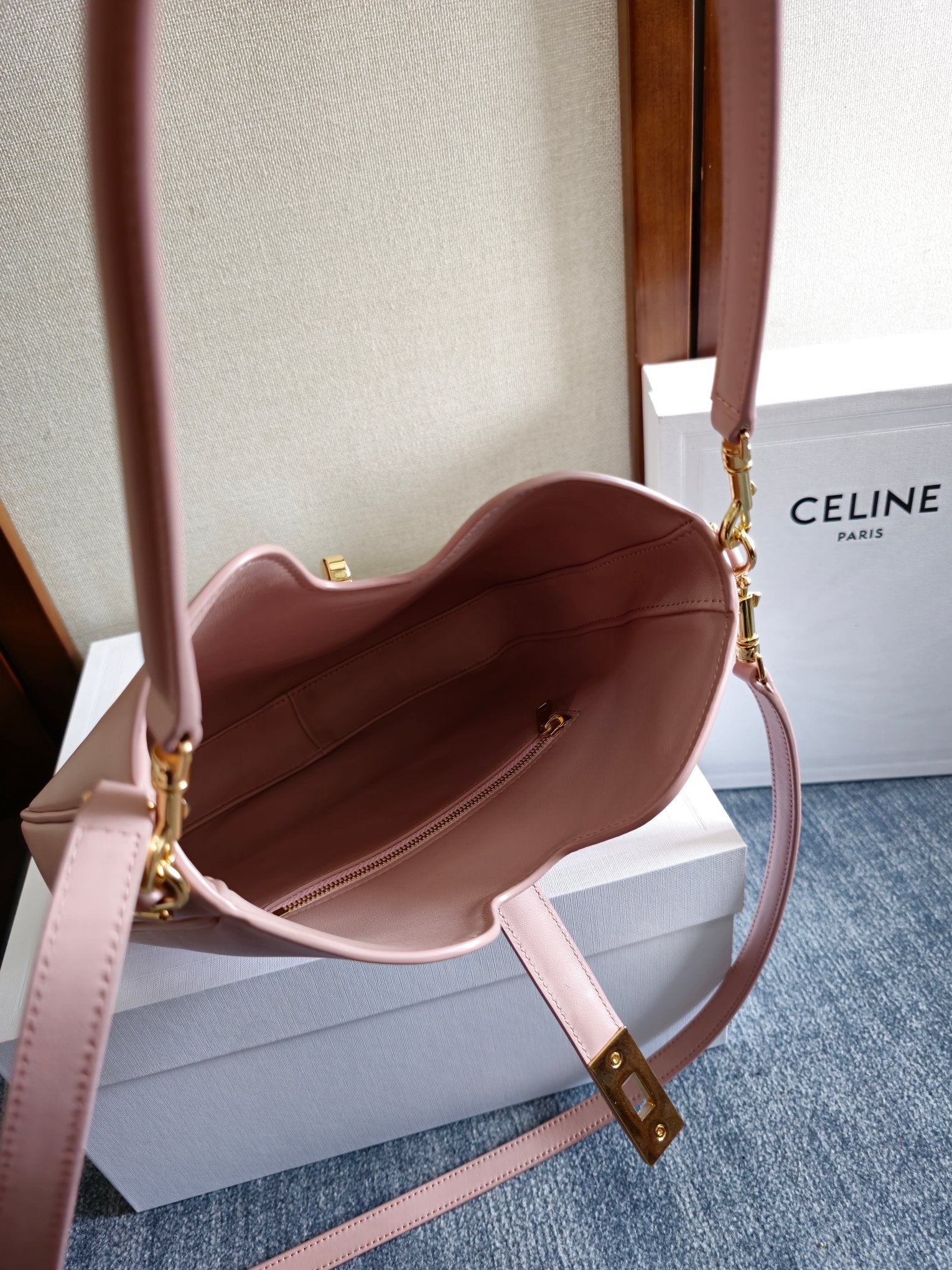 SMALL CAMILLE 16 SOFT BAG 24 IN DUSTY ROSE BEIGE CALFSKIN