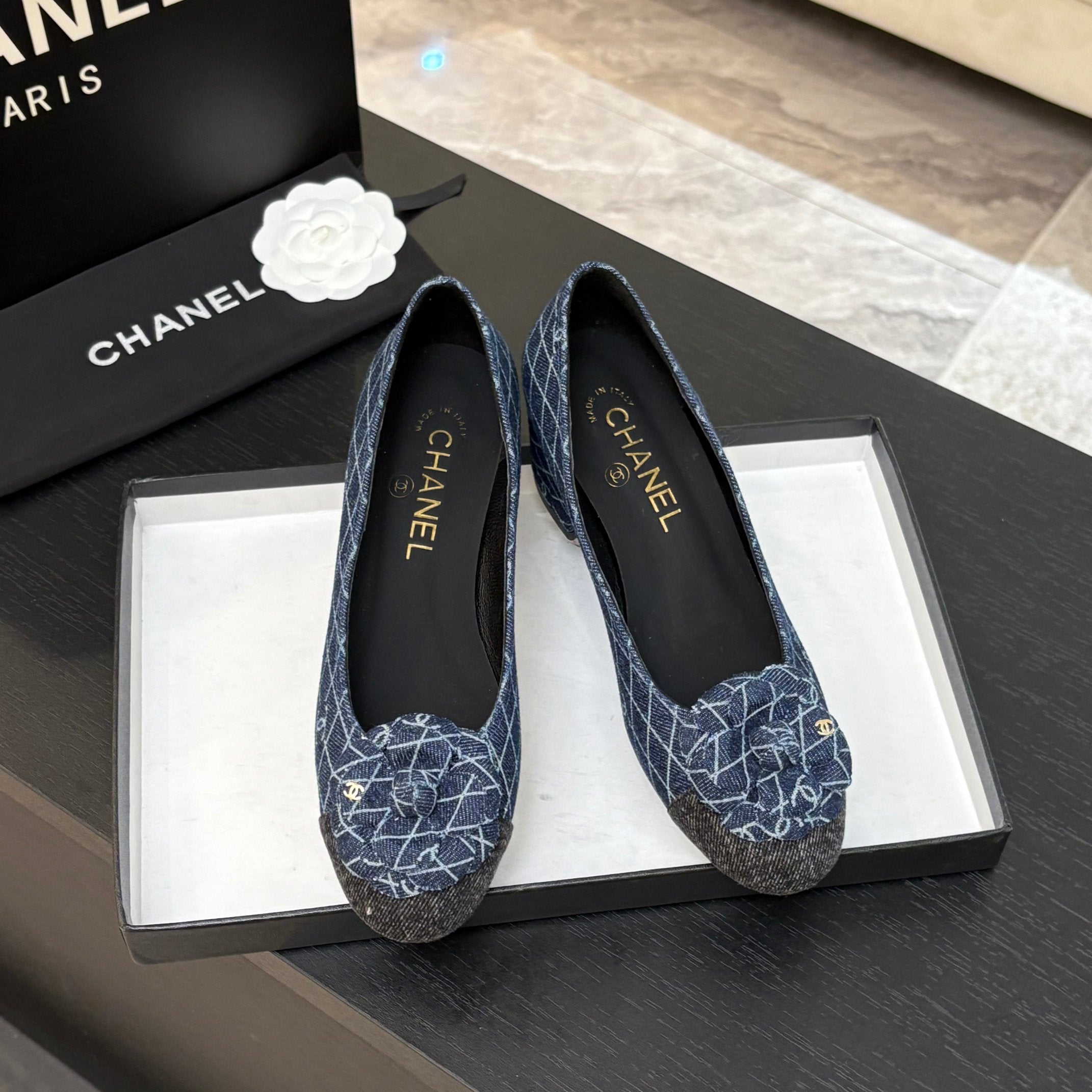 CAMELLIA BALLERINAS BLUE DENIM