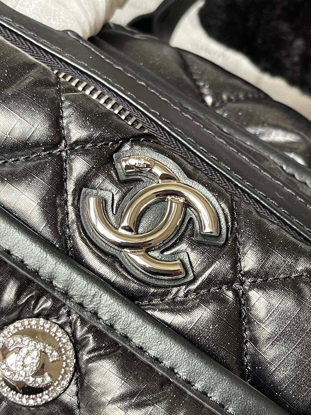 CC LARGE 35 BOWLING BAG IN BLACK CALFSKIN