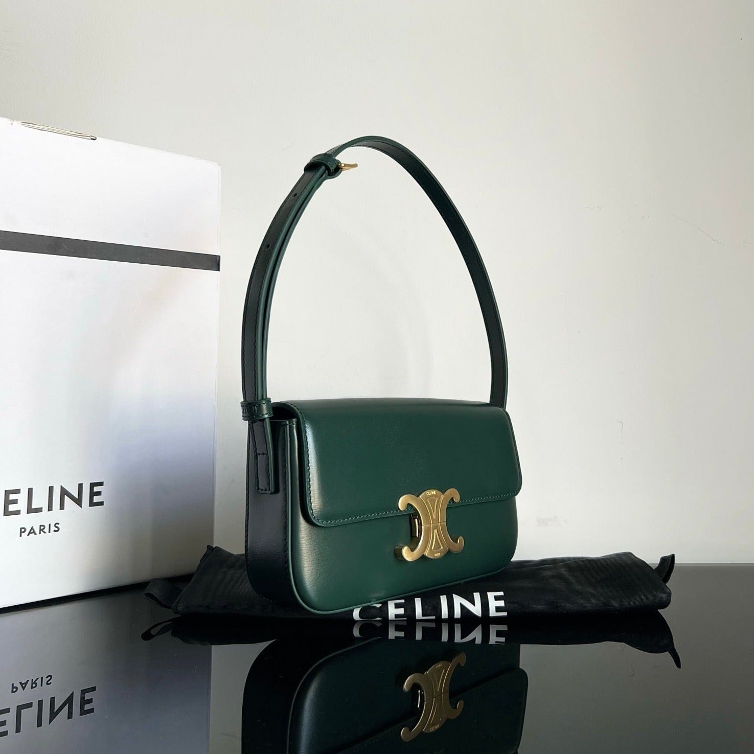TRIOMPHE 20 DARK GREEN CALFSKIN