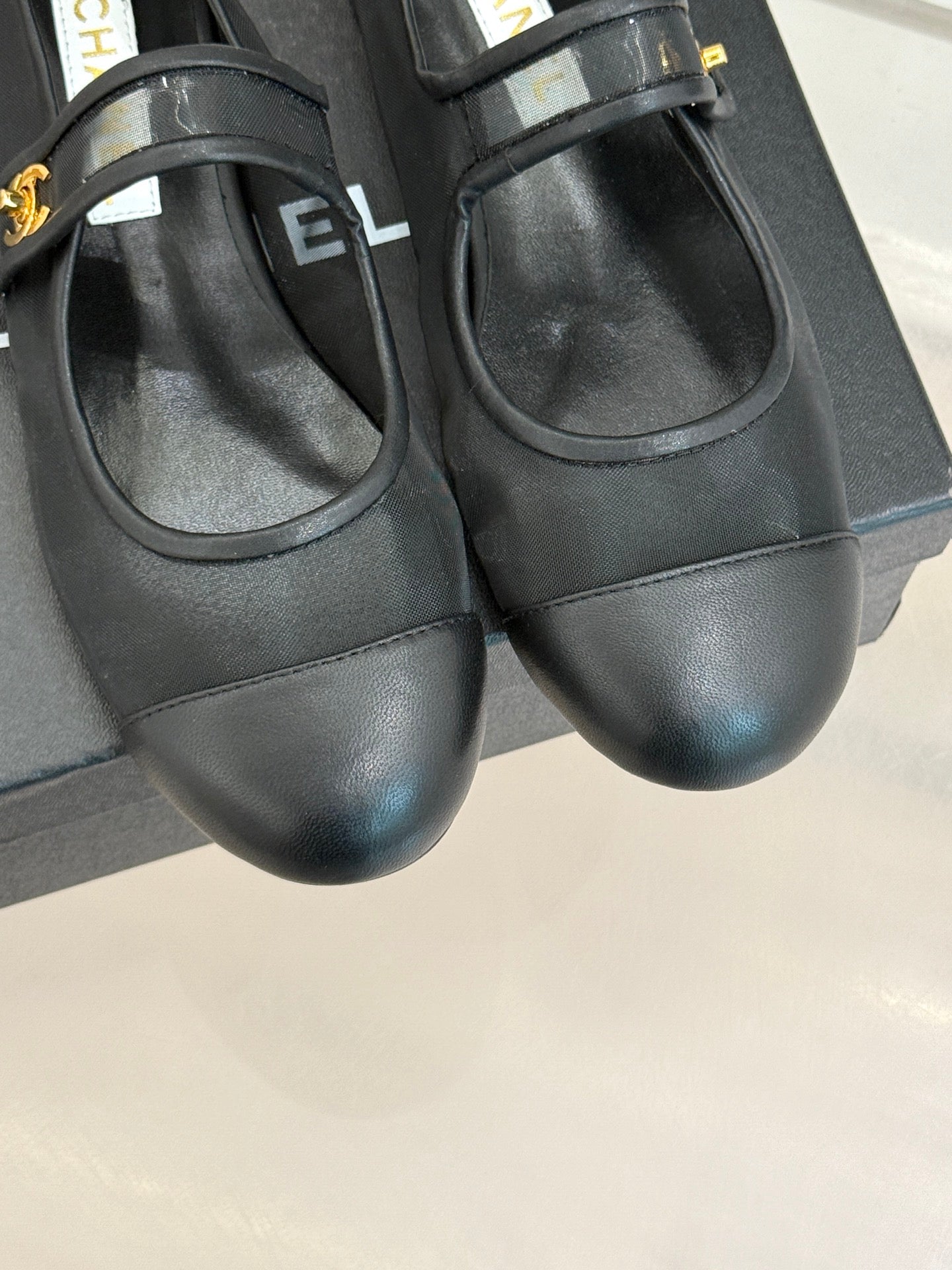 FLAT SHOES IN BLACK MESH MIX LAMBSKIN