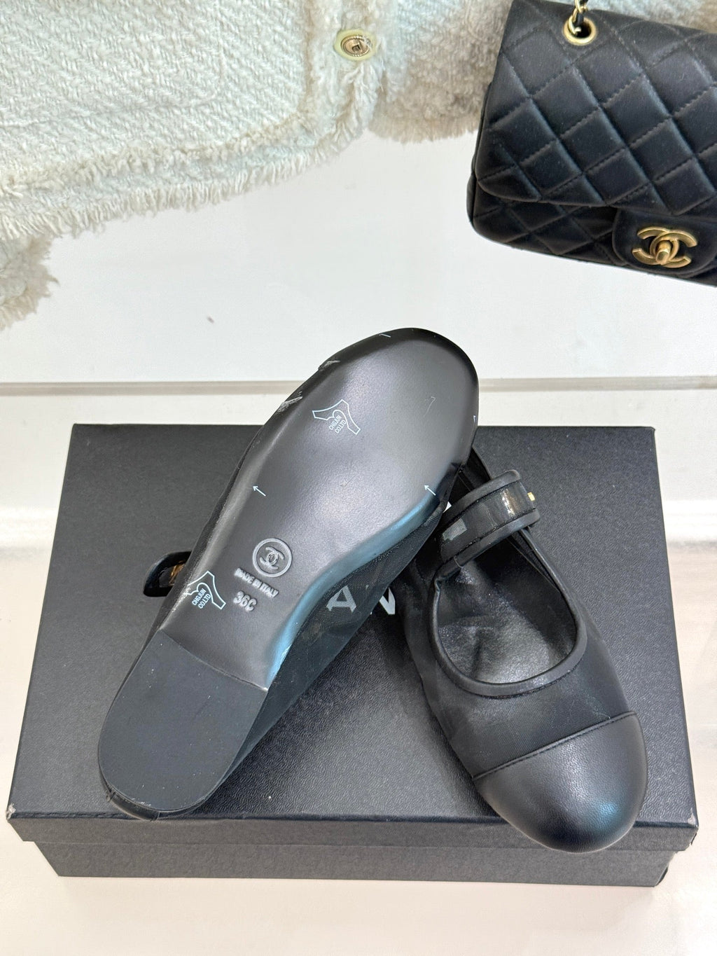 FLAT SHOES IN BLACK MESH MIX LAMBSKIN