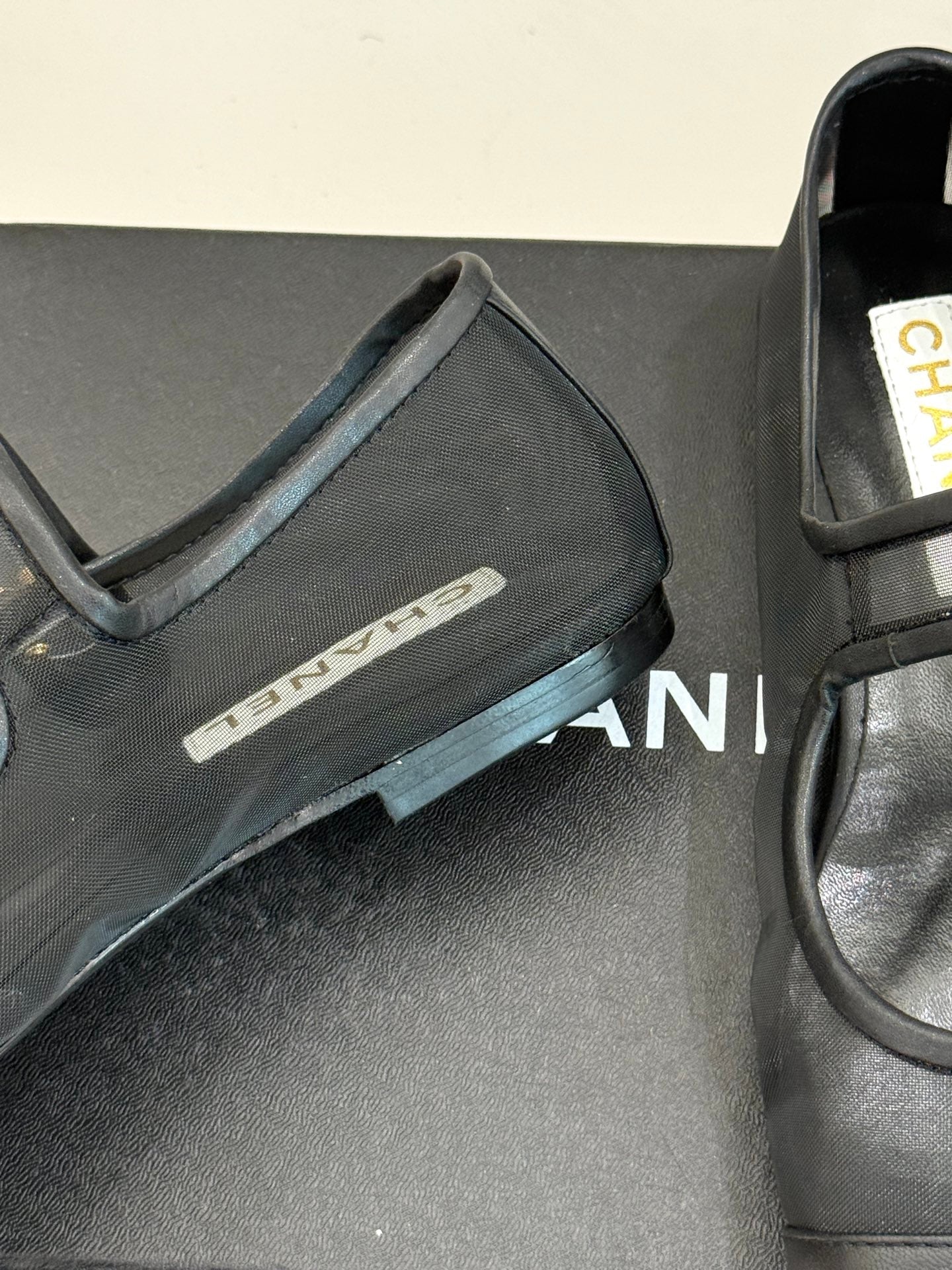 FLAT SHOES IN BLACK MESH MIX LAMBSKIN