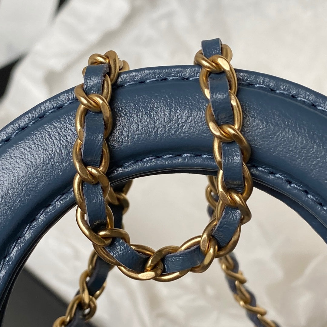 CC KELLY MINI SHOPPING BAG 12 IN AEGEAN BLUE CALFSKIN