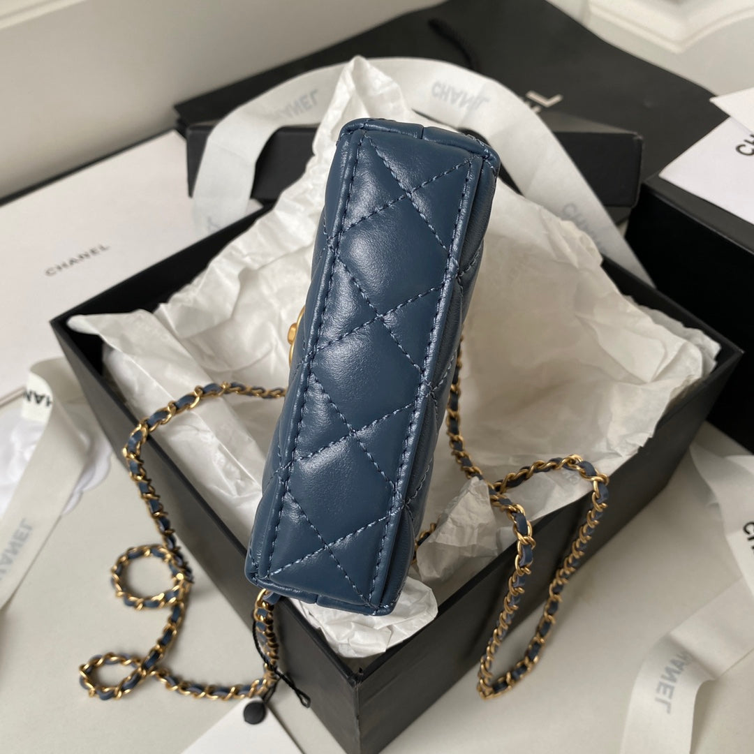 CC KELLY MINI SHOPPING BAG 12 IN AEGEAN BLUE CALFSKIN