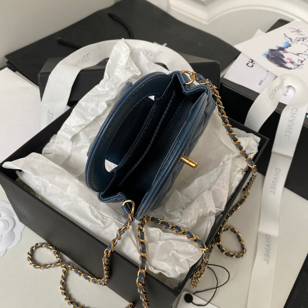 CC KELLY MINI SHOPPING BAG 12 IN AEGEAN BLUE CALFSKIN