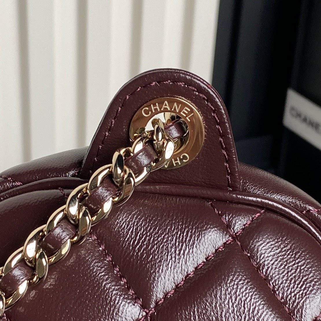 CAMERA BAG 24 IN CONGO BROWN SHINY CALFSKIN GOLD CHAIN
