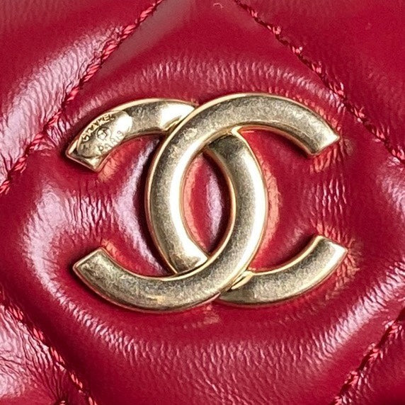 BOWLING BAG 29 IN RED CALFSKIN GOLD HARDWARE
