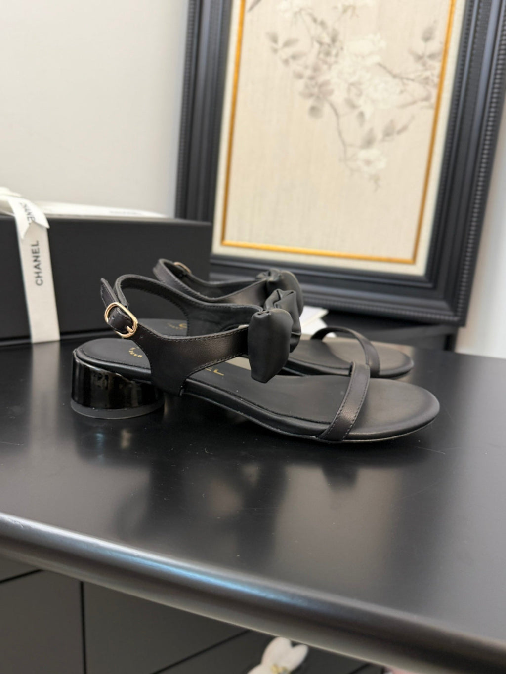 FLAT SANDALS 5 MM IN BLACK CALFSKIN