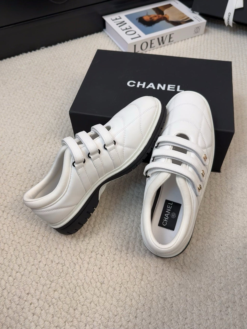 SNEAKERS WITH THREE STRAPS IN WHITE CALFSKIN