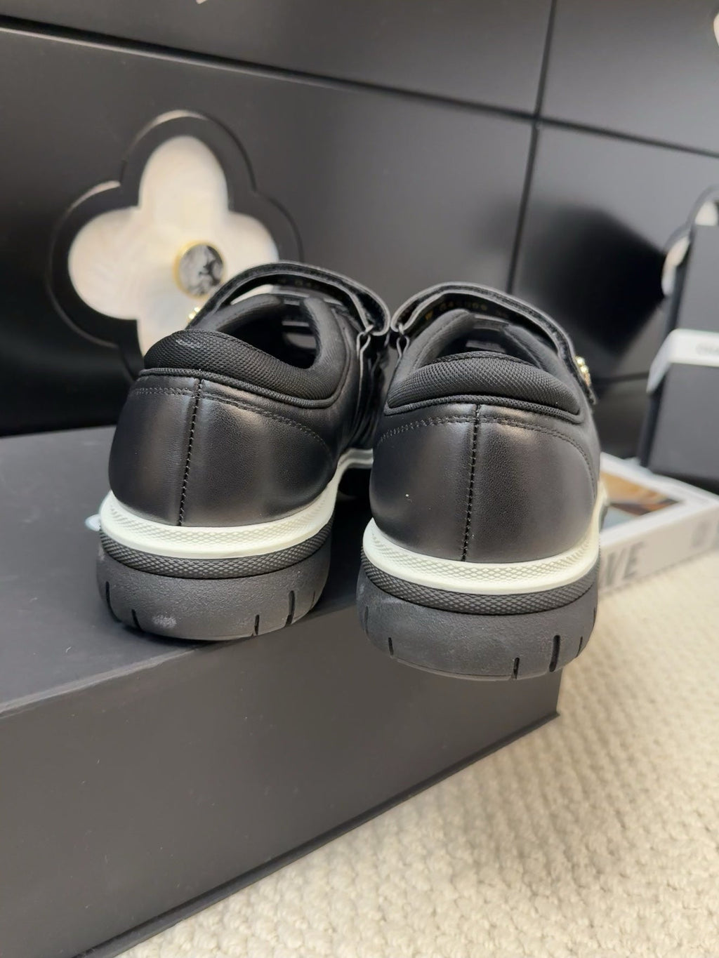 SNEAKERS WITH THREE STRAPS IN BLACK CALFSKIN