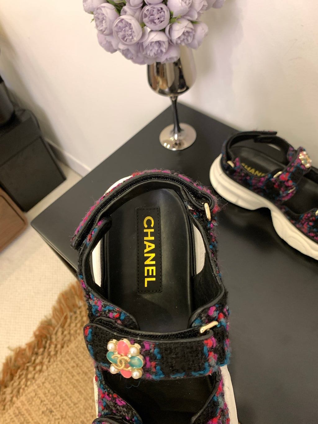 SANDAL 25S IN COLOR FULL TWEED WITH LAMBSKIN