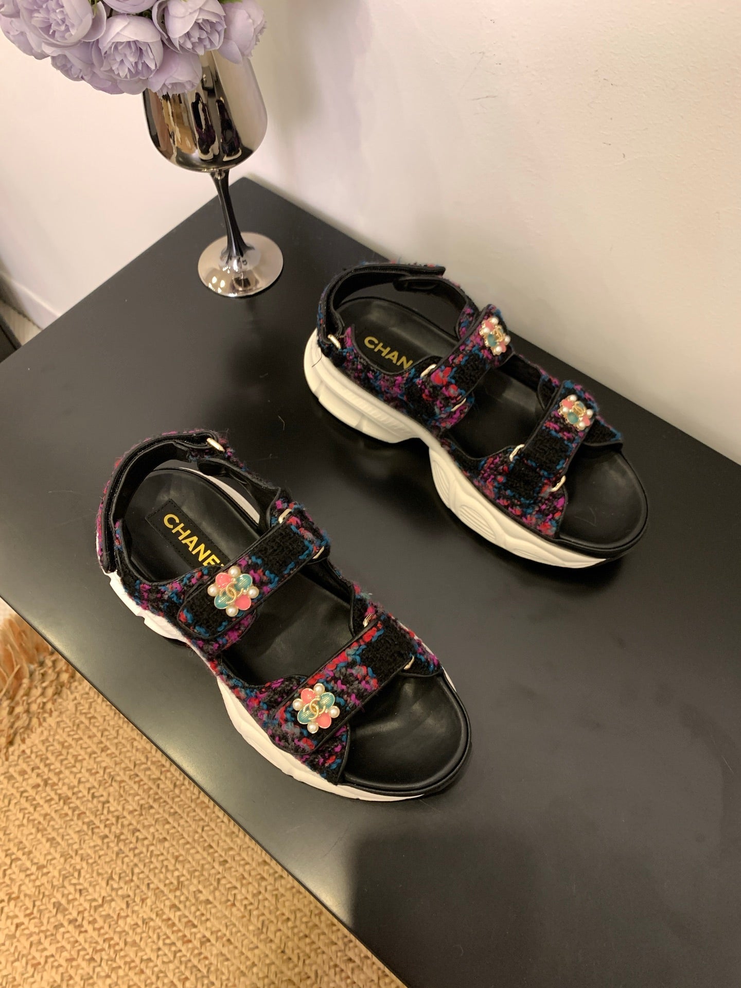 SANDAL 25S IN COLOR FULL TWEED WITH LAMBSKIN