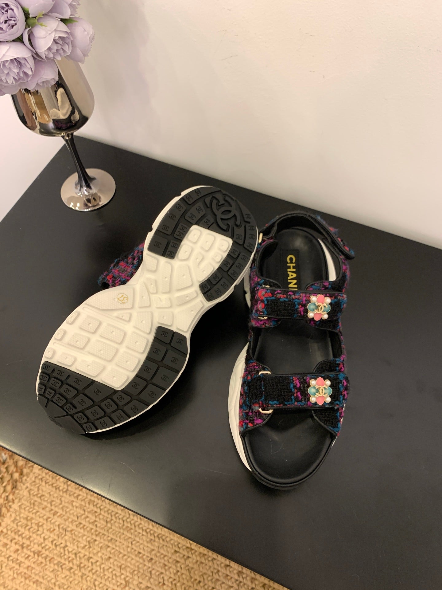 SANDAL 25S IN COLOR FULL TWEED WITH LAMBSKIN
