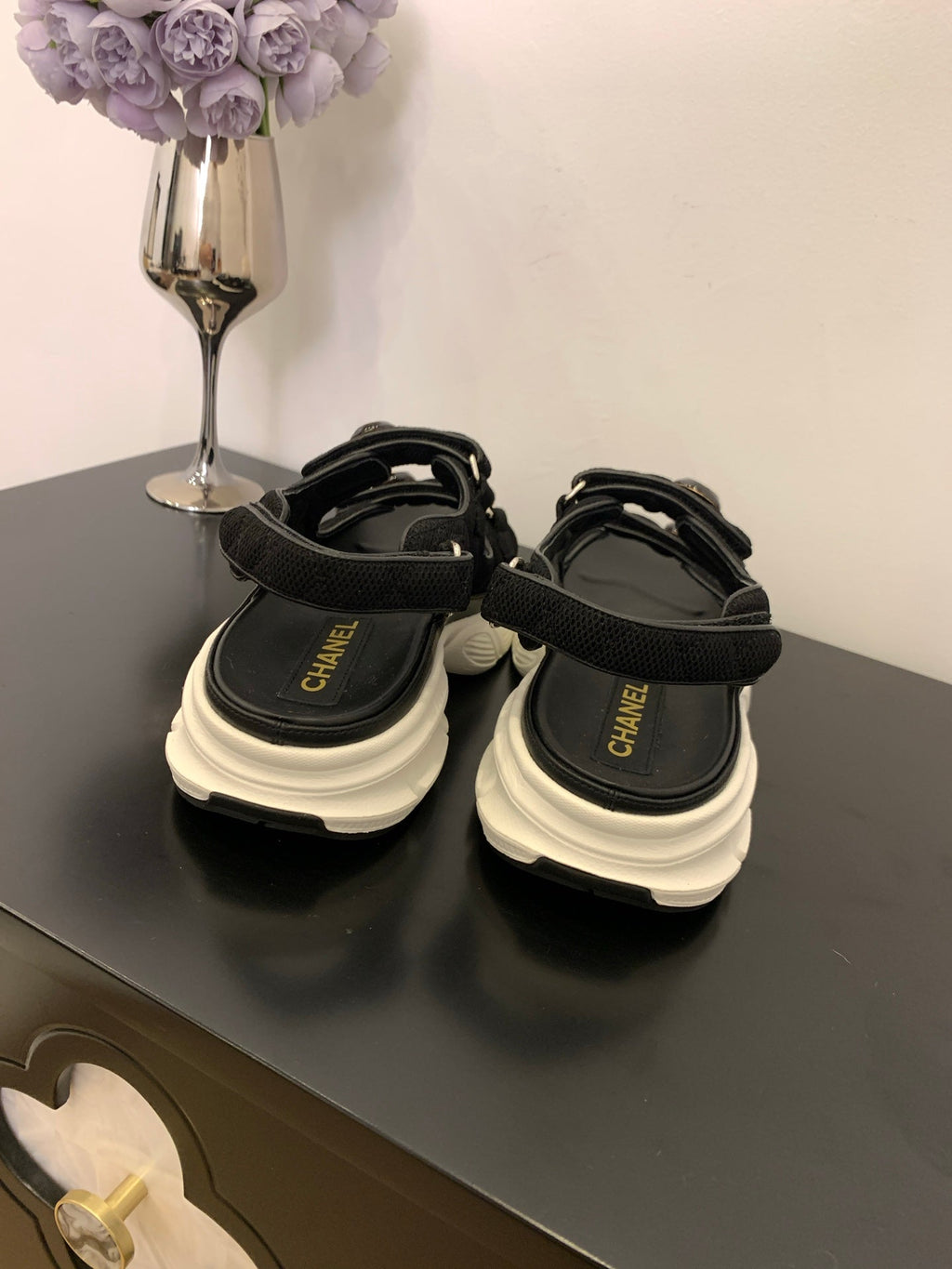 SANDAL 25S IN BLACK LAMBSKIN EMBOSED SNAKE PATTERN
