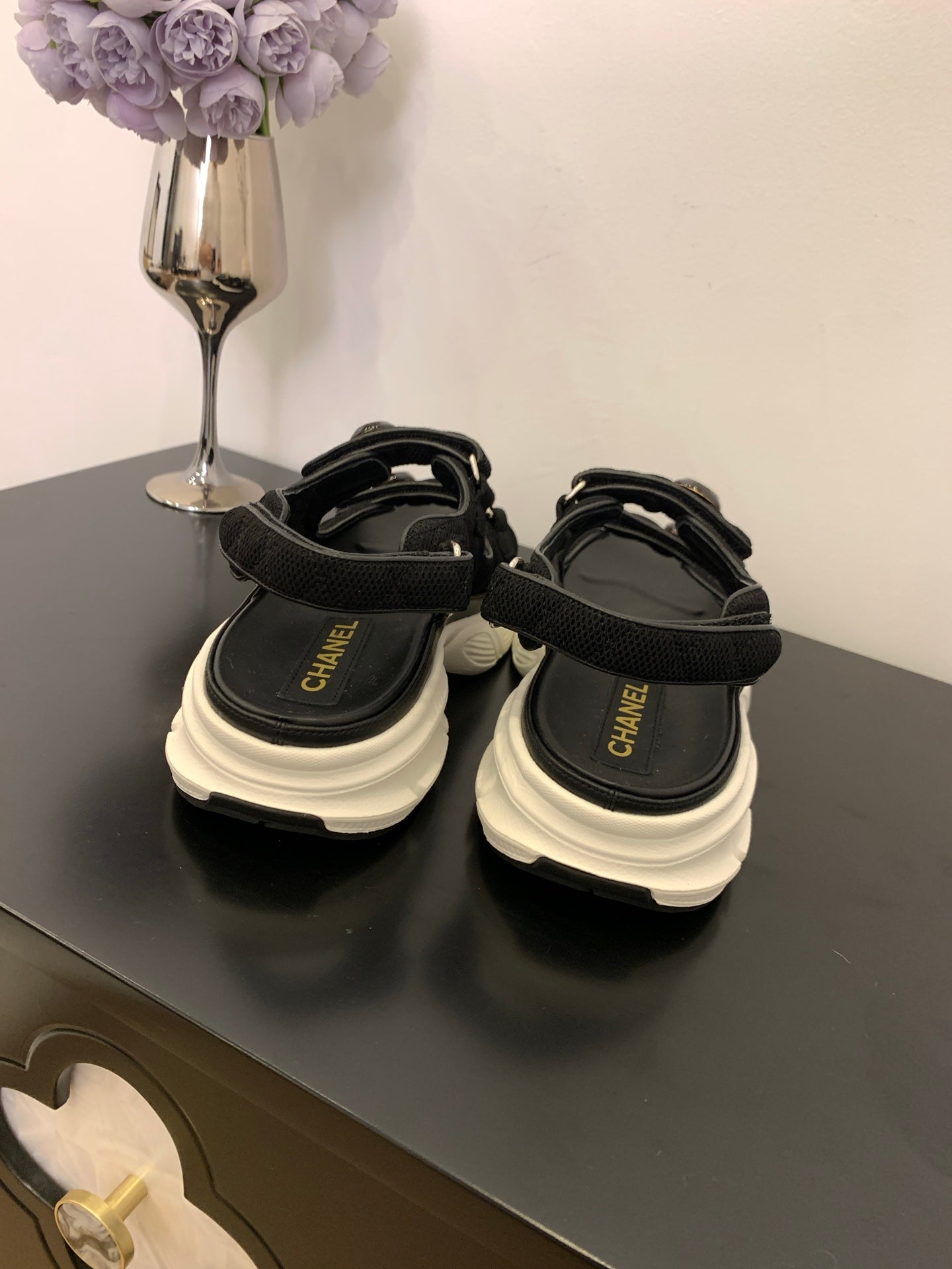 SANDAL 25S IN BLACK LAMBSKIN EMBOSED SNAKE PATTERN
