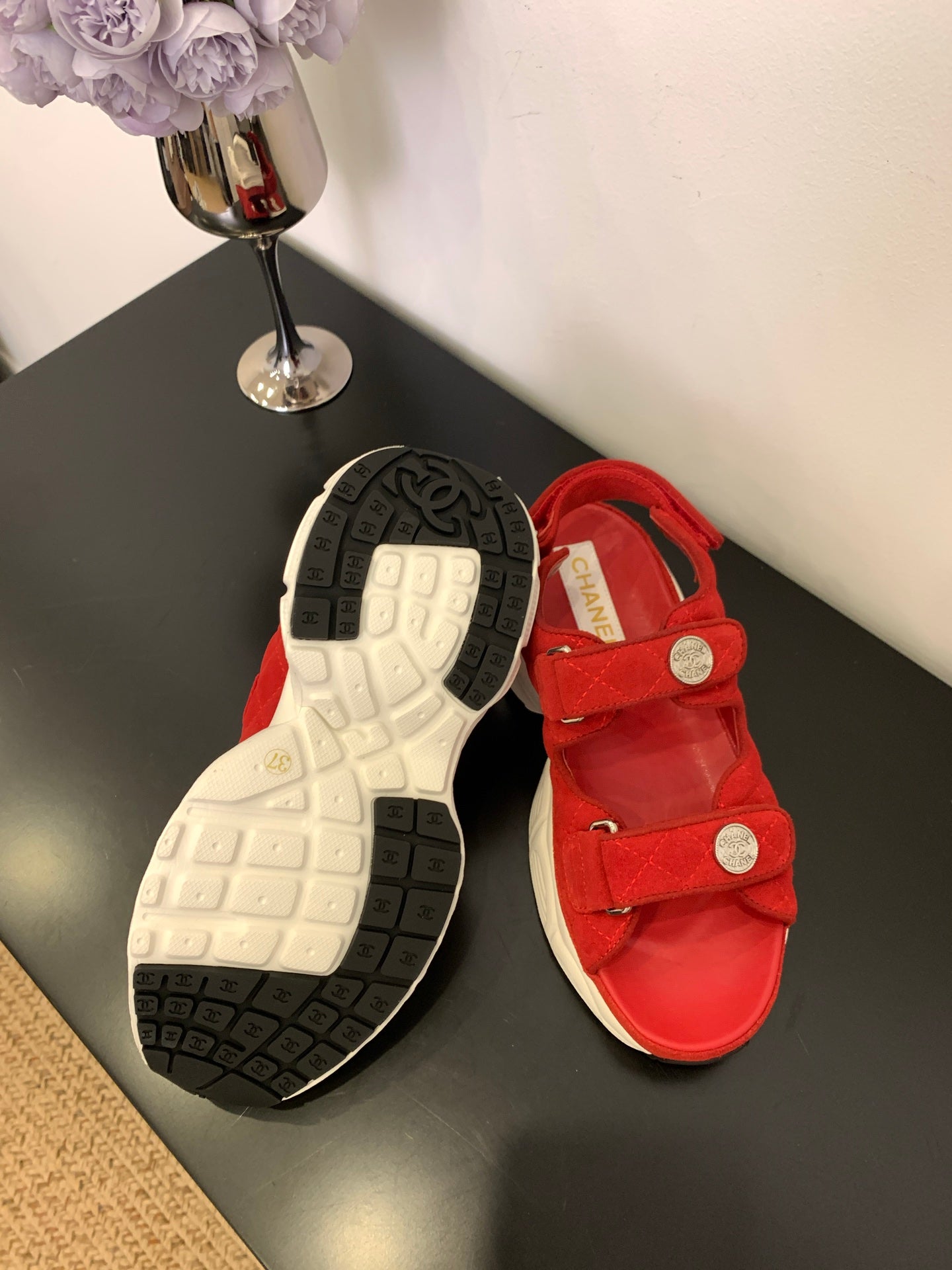 SANDAL 25S IN RED SUEDUE FABRIC
