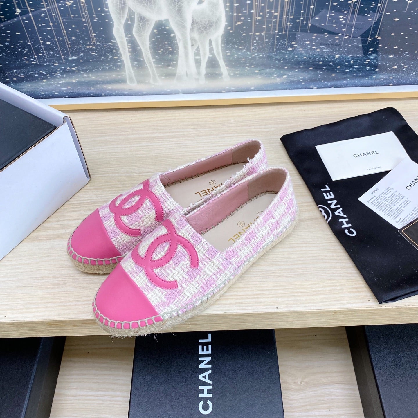 CC ESPADRILLES PLATFORM IN PINK TWEED