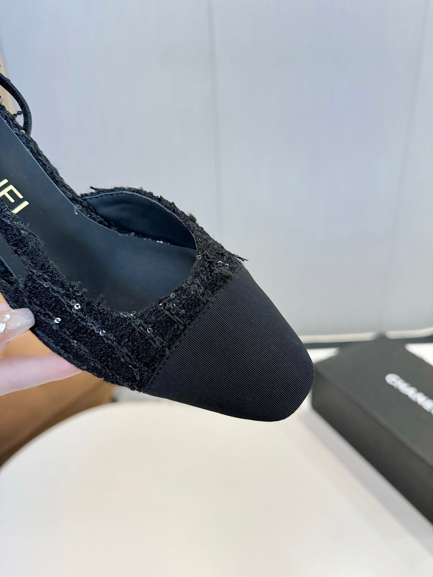 CC SLINGBACK 25S 65 MM IN BLACK TWEED MIX SEQUINS