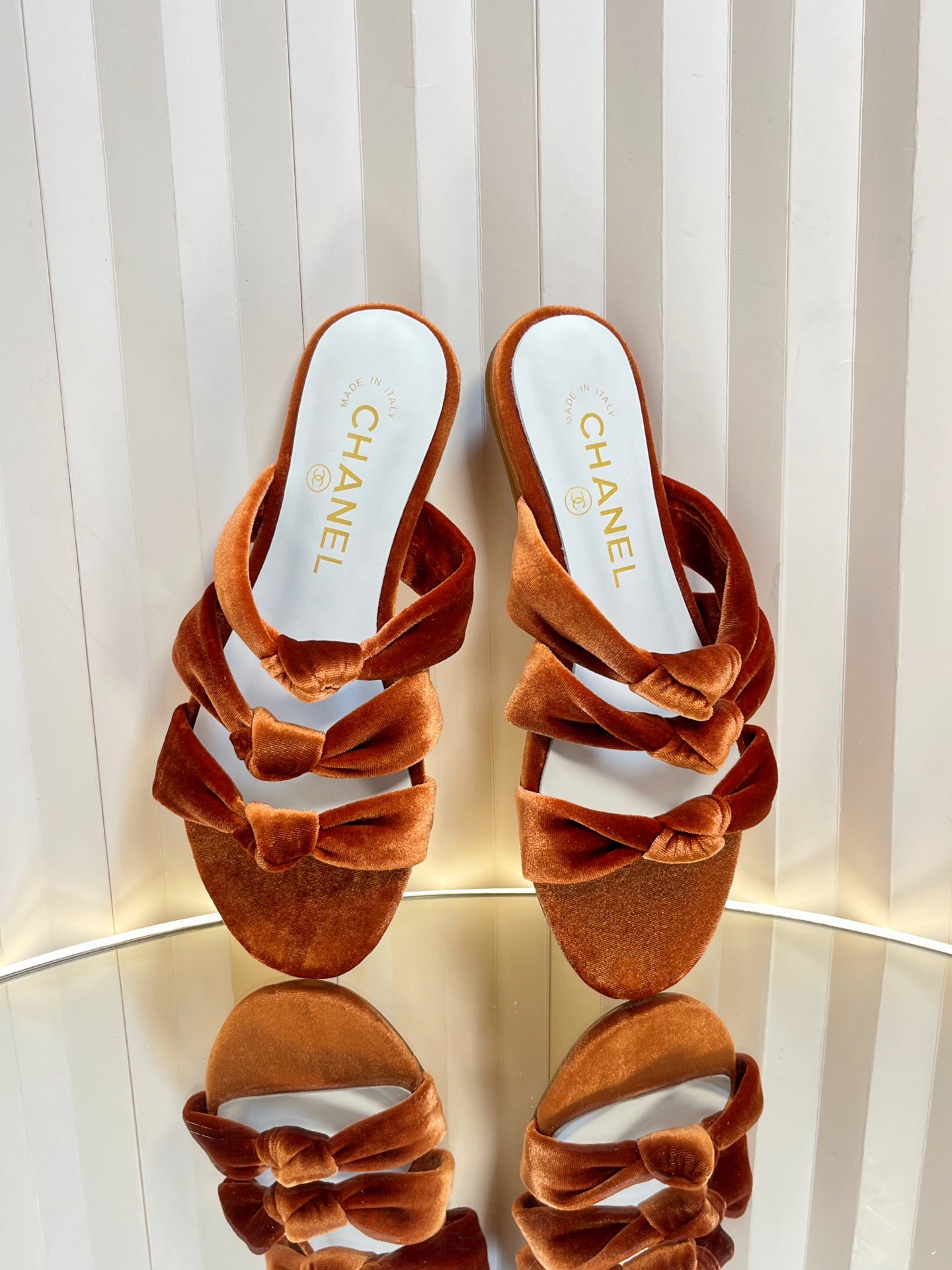 THREE STRAPS MULE IN RUSSET BROWN VELVET