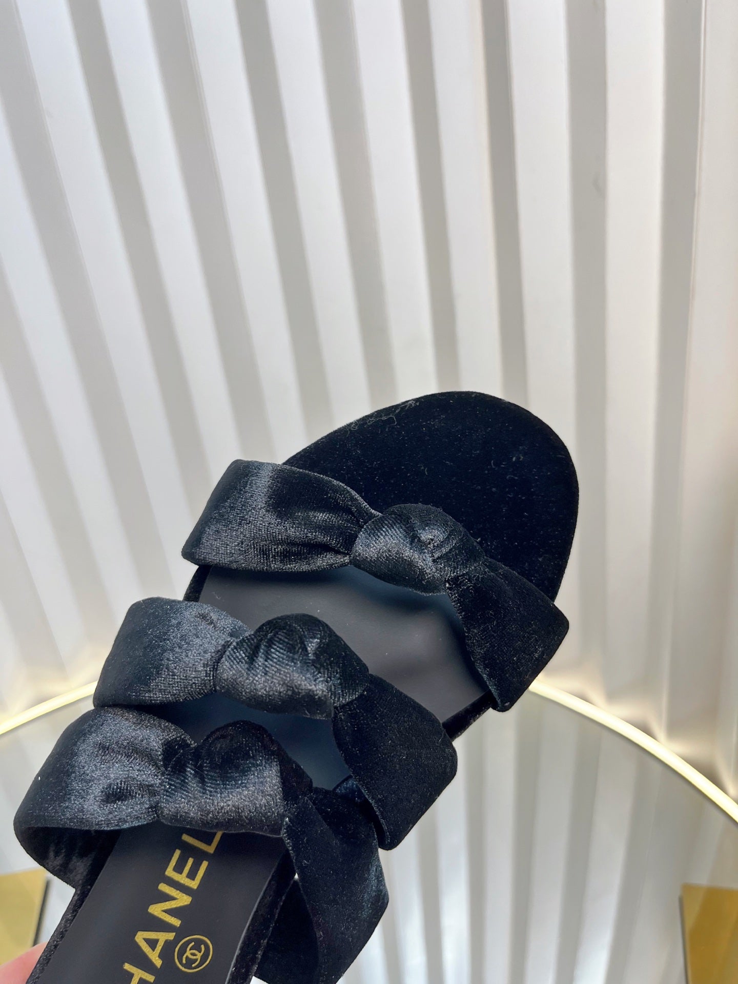 THREE STRAPS MULE IN BLACK VELVET
