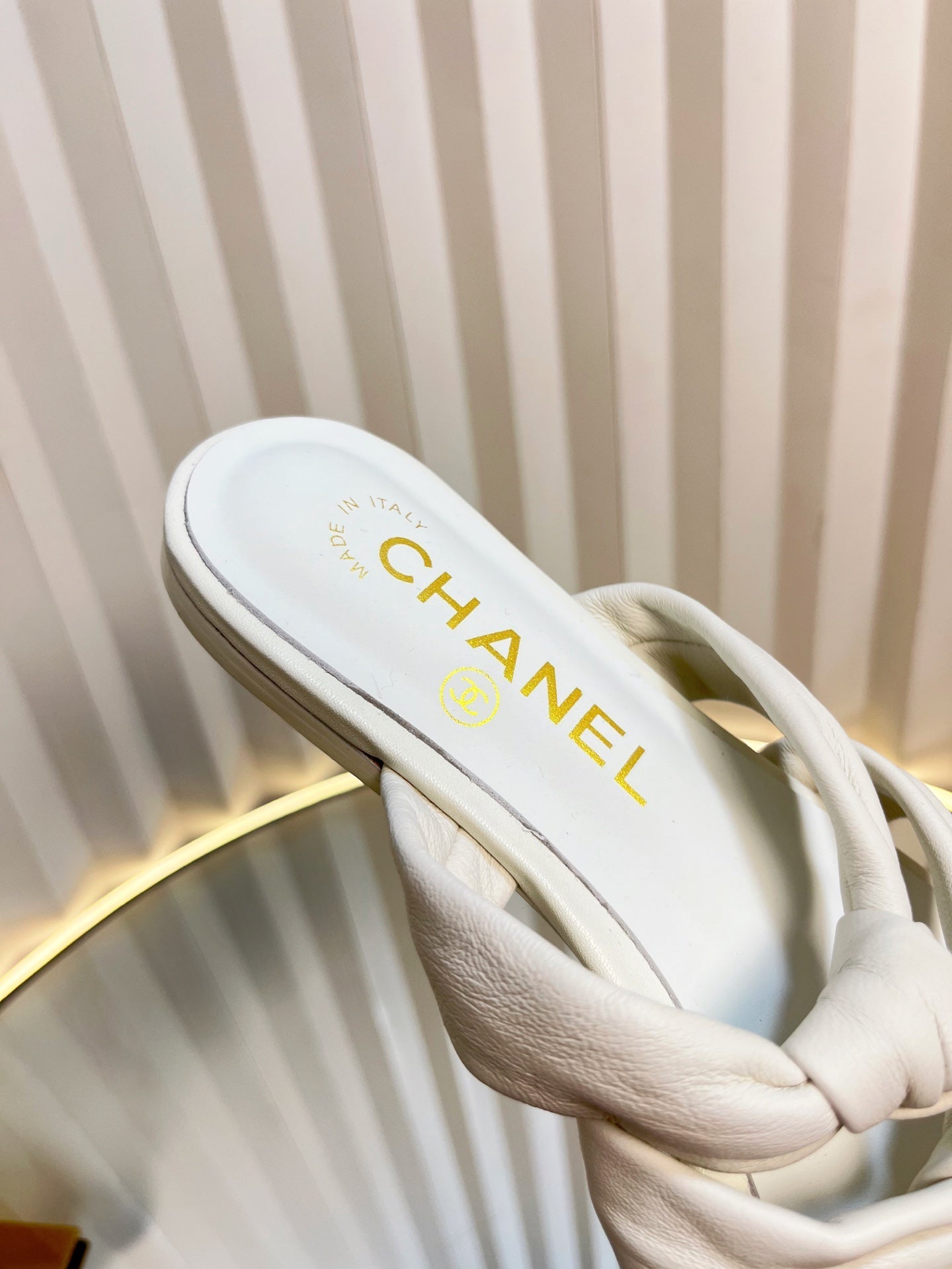 THREE STRAPS MULE IN WHITE CALFSKIN