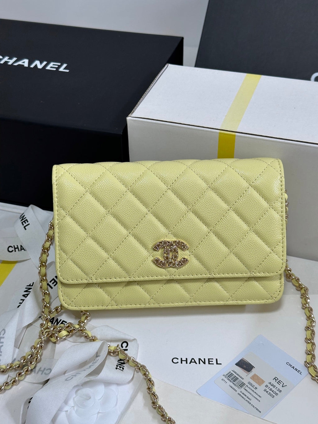 STRASS WOC ENTRUPY BAG 19 IN YELLOW CALFSKIN GOLD HARDWARE
