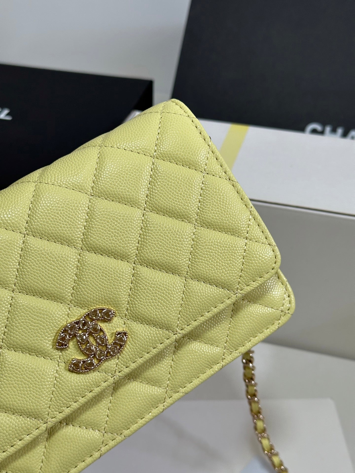 STRASS WOC ENTRUPY BAG 19 IN YELLOW CALFSKIN GOLD HARDWARE