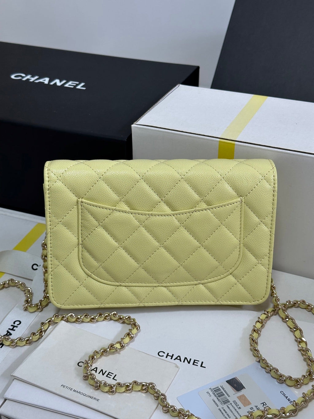 STRASS WOC ENTRUPY BAG 19 IN YELLOW CALFSKIN GOLD HARDWARE