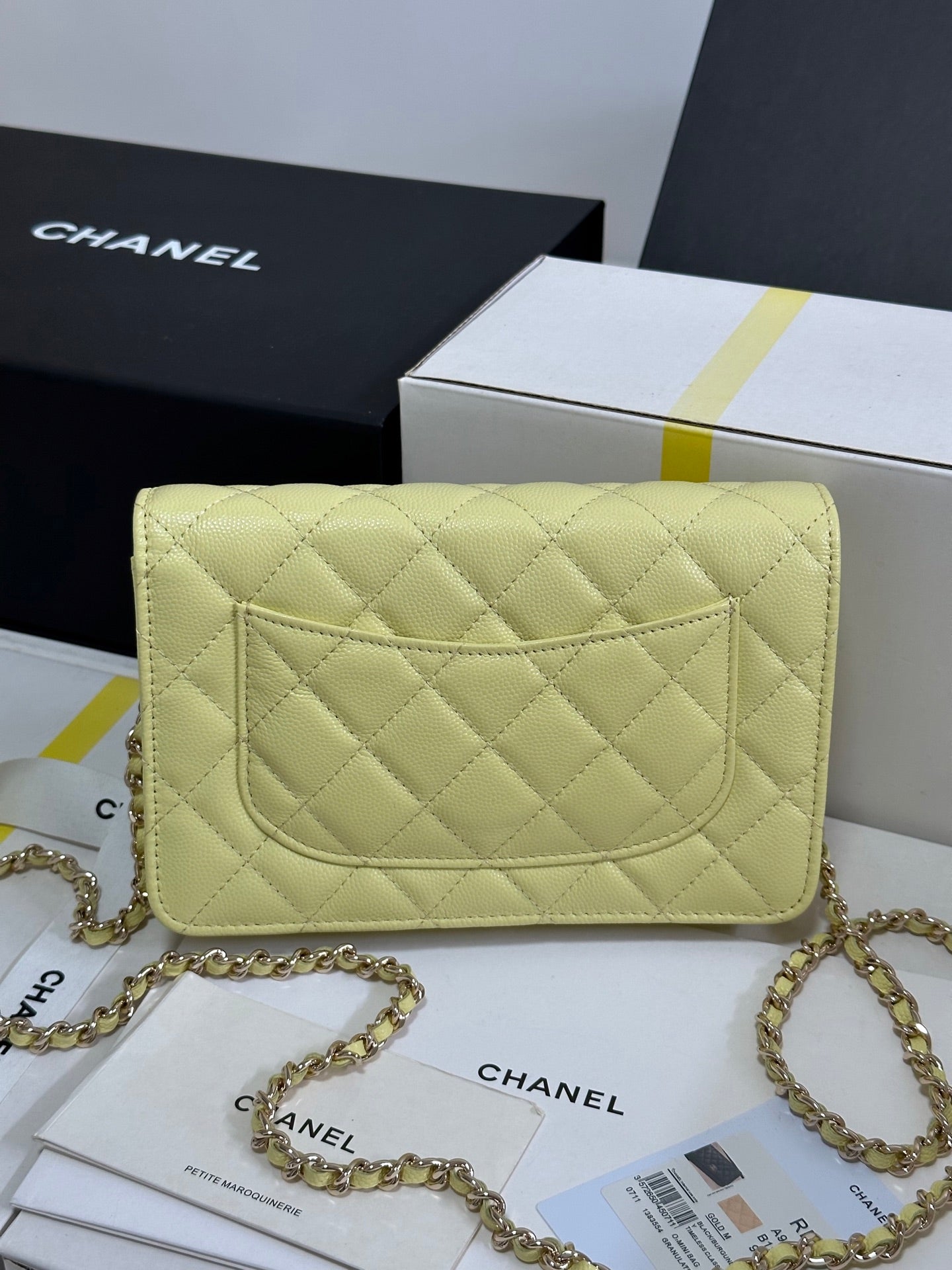 STRASS WOC ENTRUPY BAG 19 IN YELLOW CALFSKIN GOLD HARDWARE