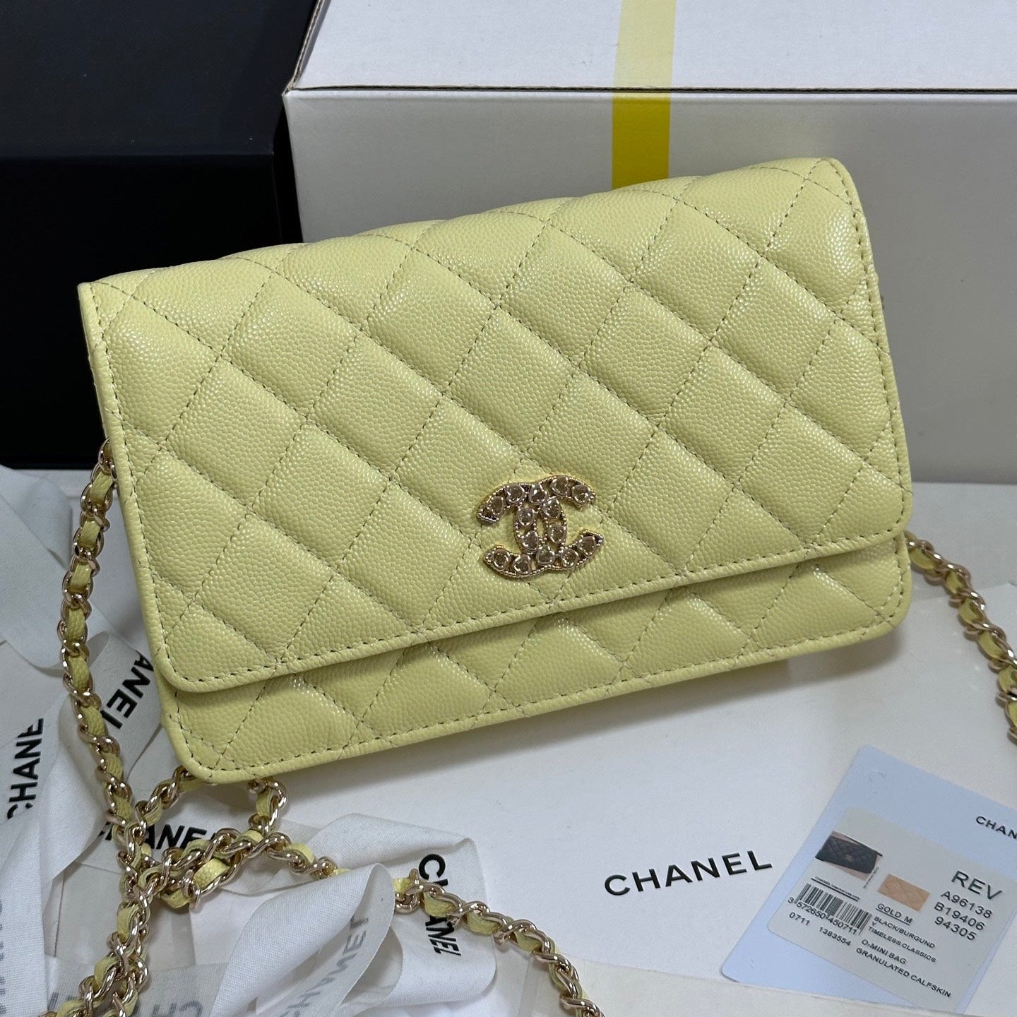 STRASS WOC ENTRUPY BAG 19 IN YELLOW CALFSKIN GOLD HARDWARE